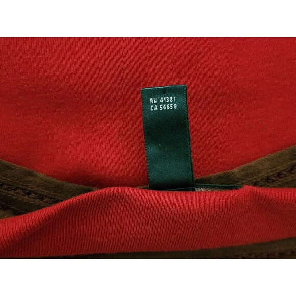 Lauren Ralph Lauren Womens Cotton 3/4 Sleeve Boat Neck Jersey Top Red Brown 2X - Picture 7 of 10